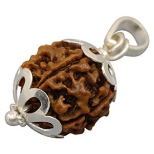 4 mukhi rudraksha with silver cap